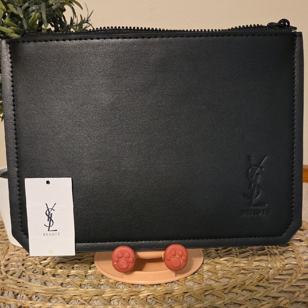 NWT Yves Saint Laurent NEW  Sleek Black Cosmetic Pouch